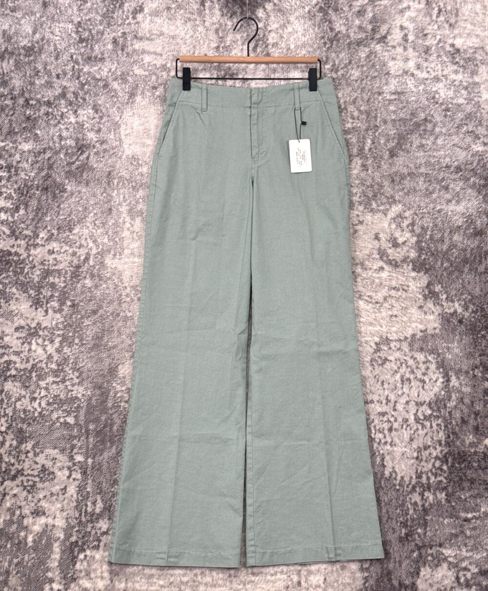 New Peruvian Connection Pants 2 Womens Sea Glass Kayla Green Wide Linen Cotton